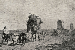 Reproducción de Tropa de carretas en la pampa, 1880